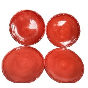 Tracy Porter Red Octavia Hill 8” salad plates (4)